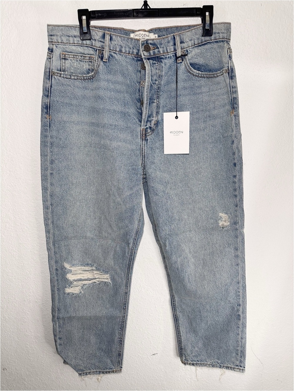 NWT Hidden Jeans Tracey High Rise Crop Straight Leg 100% Cotton Jeans Size 31